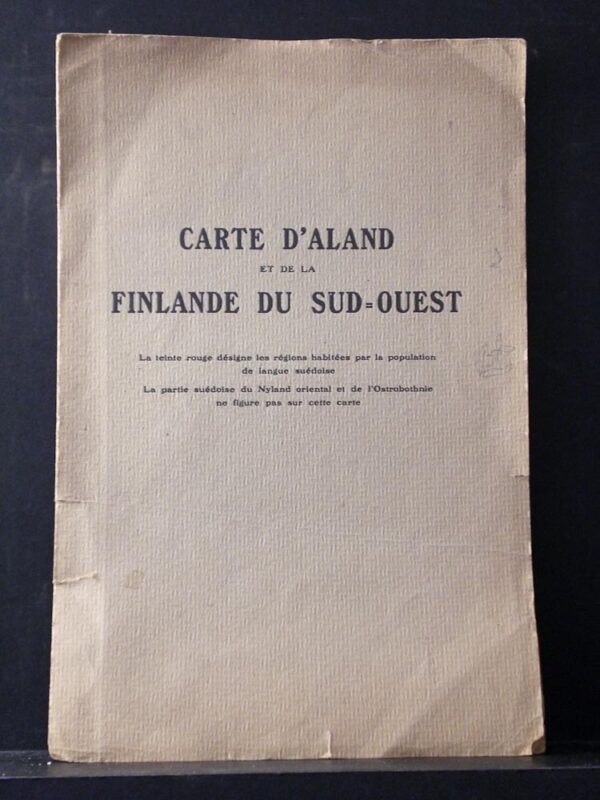 CARTE D'ALAND et de la Finlande du Sud-Ouest. La teinte rouge désigne les régions habitées par la population de langue suédoise. La partie suédoise du Nyland oriental et de l´Ostrobothnie ne figure pas sur cette carte
