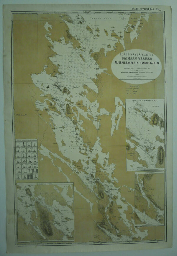 Lönneström, C.: Purje-väylä kartta Saimaan vesillä Muuraissaaresta Hannusaareen (1892)