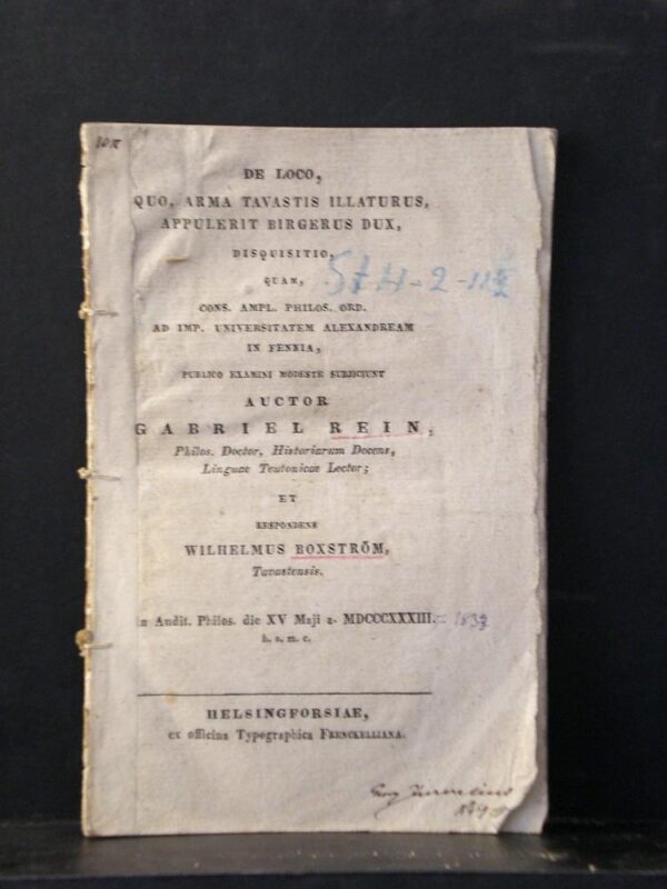 De loco, quo, arma Tavastis illaturus appulerit Birger Dux