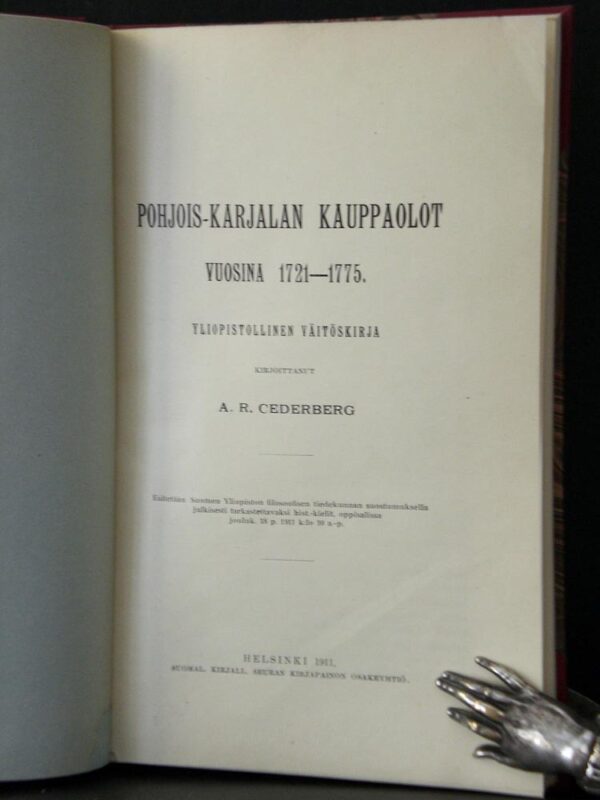 A. R. Cederberg Pohjois-Karjalan kauppaolot vuosina 1721-1775