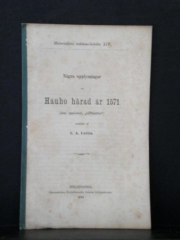 Collin, C.A.: Några upplysningar om Hauho härad år 1571