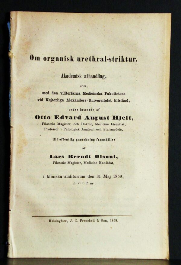 LARS BERNDT OLSONI Om organsik urethral-striktur (1859)