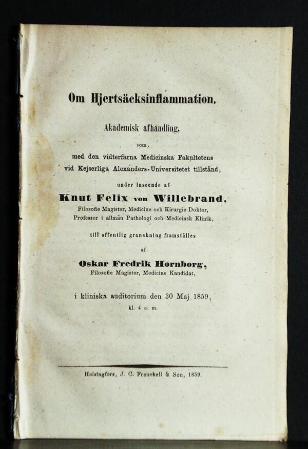 OSKAR FREDRIK HORNBORG Om hjertsäcksinflammation (1859)