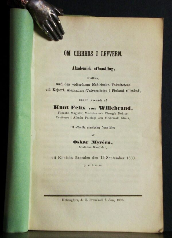 OSKAR MYRÉEN Om cirrhos i lefvern (1860)