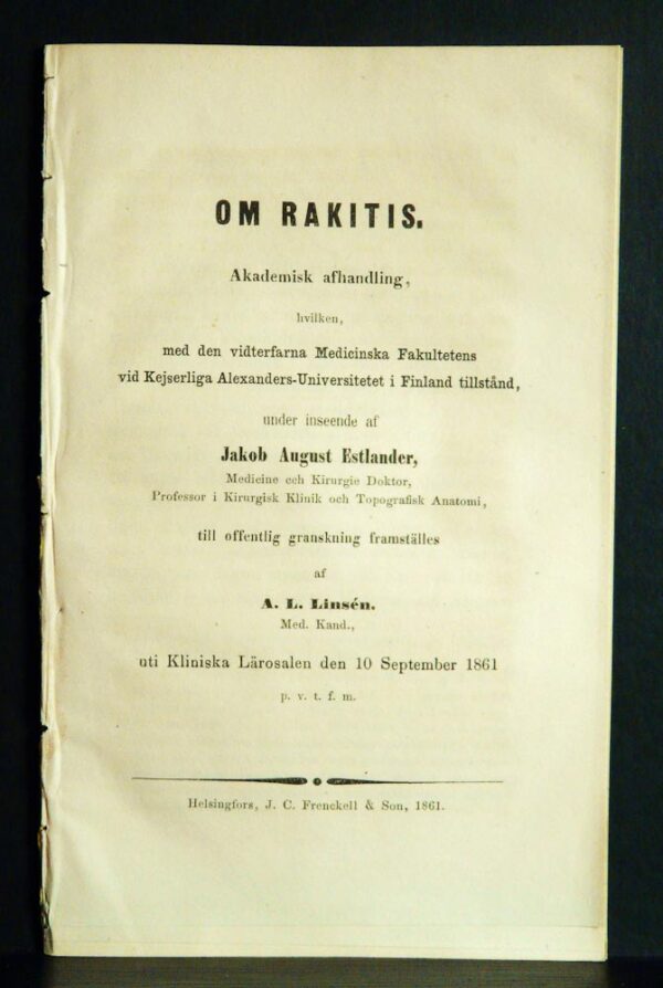 A. L. LINSÉN Om rakitis (1861)