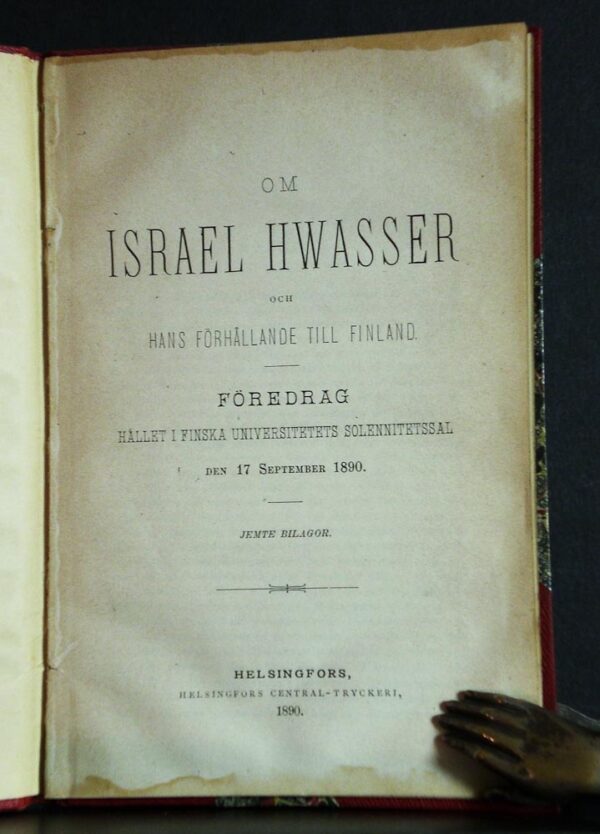 Om Israel Hwasser och hans förhållande till Finland (1890)