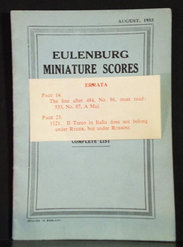 The Eulenburg edition of miniature scores
