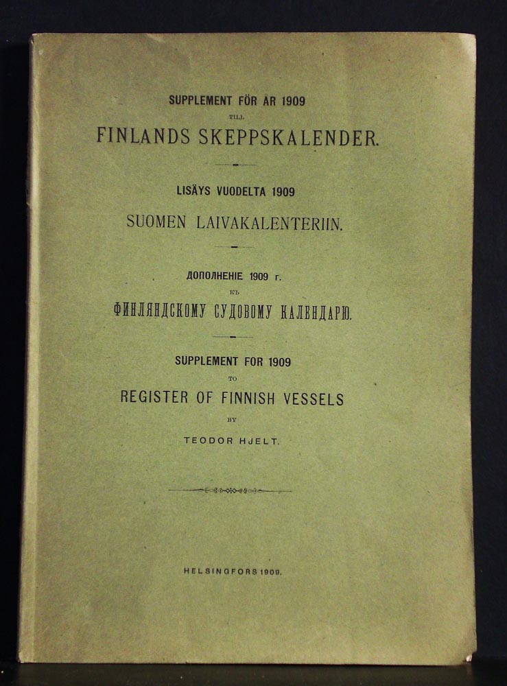 Teodor Hjelt Supplement för år 1909 till Finlands skeppskalender