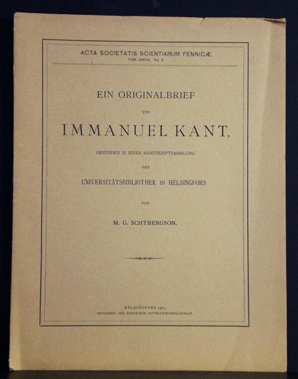 Ein Originalbrief von Immanuel Kant, gefunden in einer Manuskriptsammlung der Universitätsbibliothek in Helsingfors