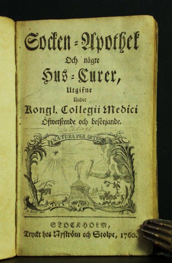 Socken-apothek och någre hus-curer utgifvne under Kongl. Collegii Medici öfverseende och besörjande (1760)