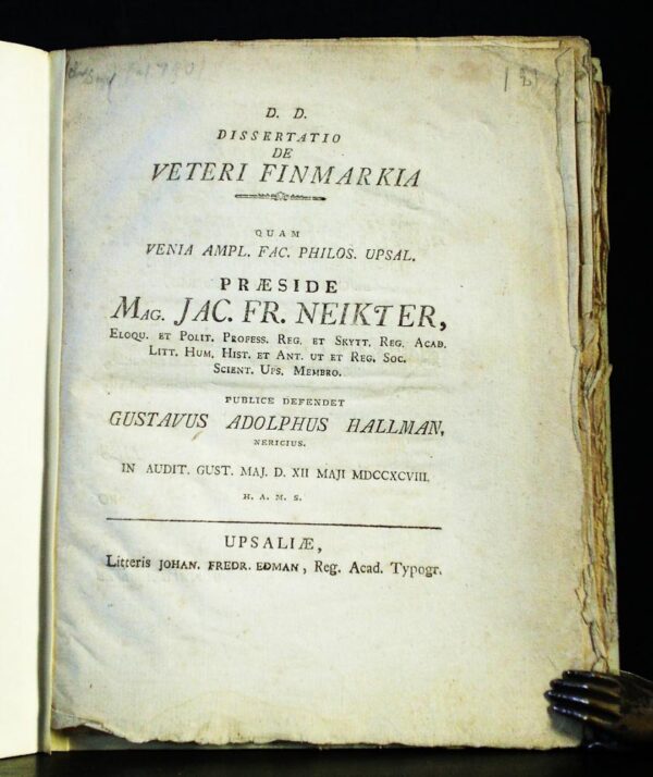 Dissertatio de veteri Finmarkia (1798)