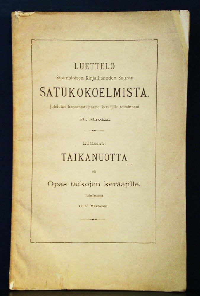 Kaarle Krohn Taikanuotta C. Hagelstam Antiquarian Bookstore