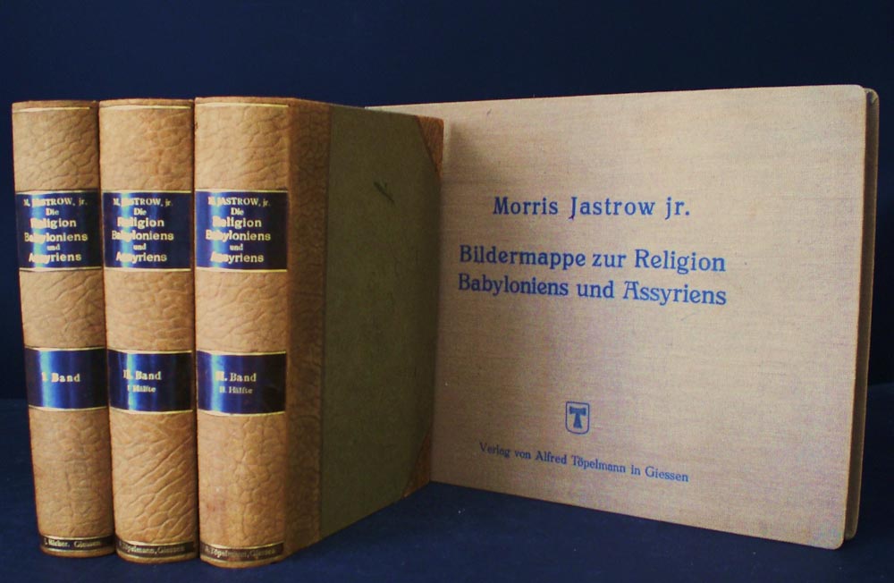 Jastrow, Morris: Die Religion Babyloniens und Assyriens vol. I-II.Vol. II; I Hälfte ; II Hälfte. + Bildermappe zur Religion Babyloniens und Assyriens - kansatiede