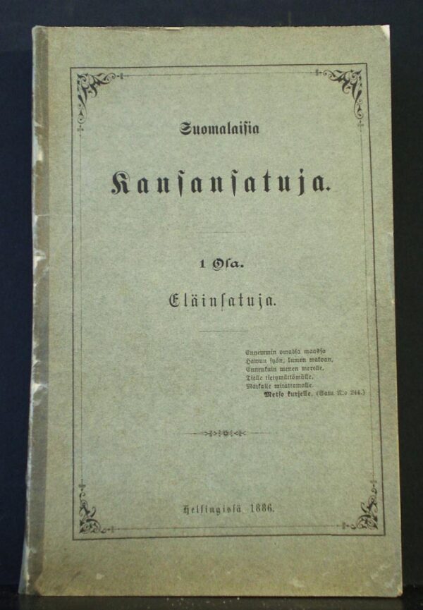 Suomalaisia kansansatuja. I osa. Eläinsatuja - kansatiede