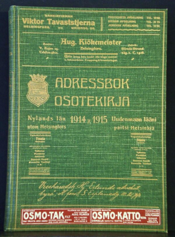 Adressbok. Nylands län utom Helsingfors 1914 & 1915