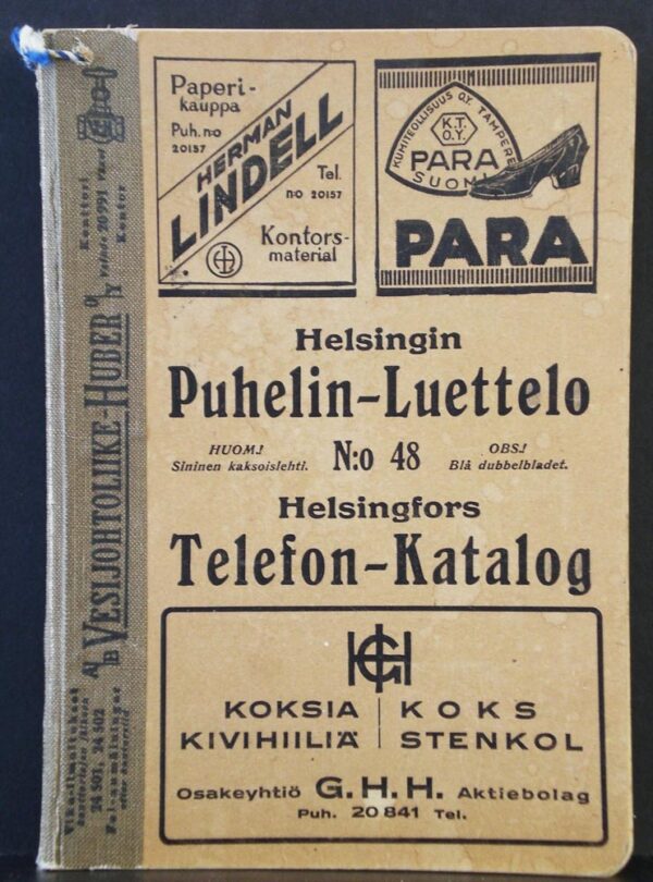 Helsingin Puhelin-Luettelo 1930