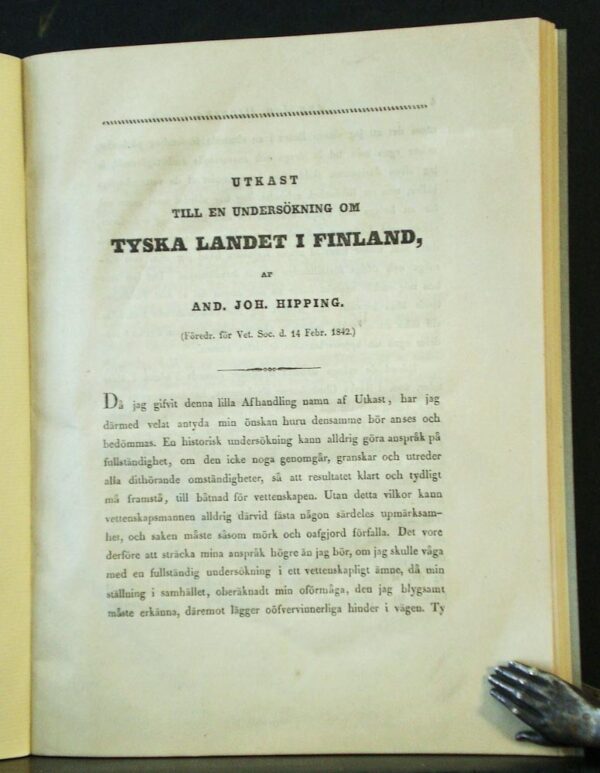 Utkast till en undersökning om tyska landet i Finland (1842)