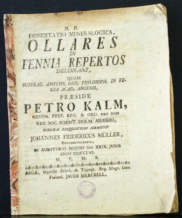 PEHR KALM Ollares in Fennia repertos delineans (1756)