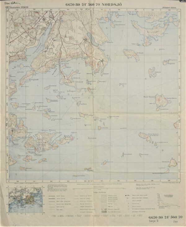 Nordsjö - Vuosaari. Topografisk karta - topografinen kartta (1943)