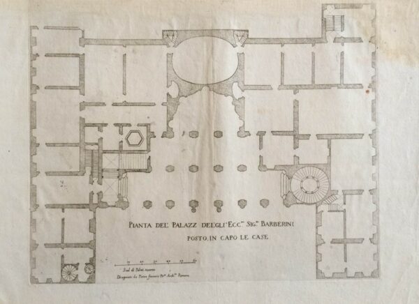 Ferrerio, P.: Pianta del' Palazz del'gli' Ecc. Sig. Barberini posto in capo le case (Palazzo Barberini)