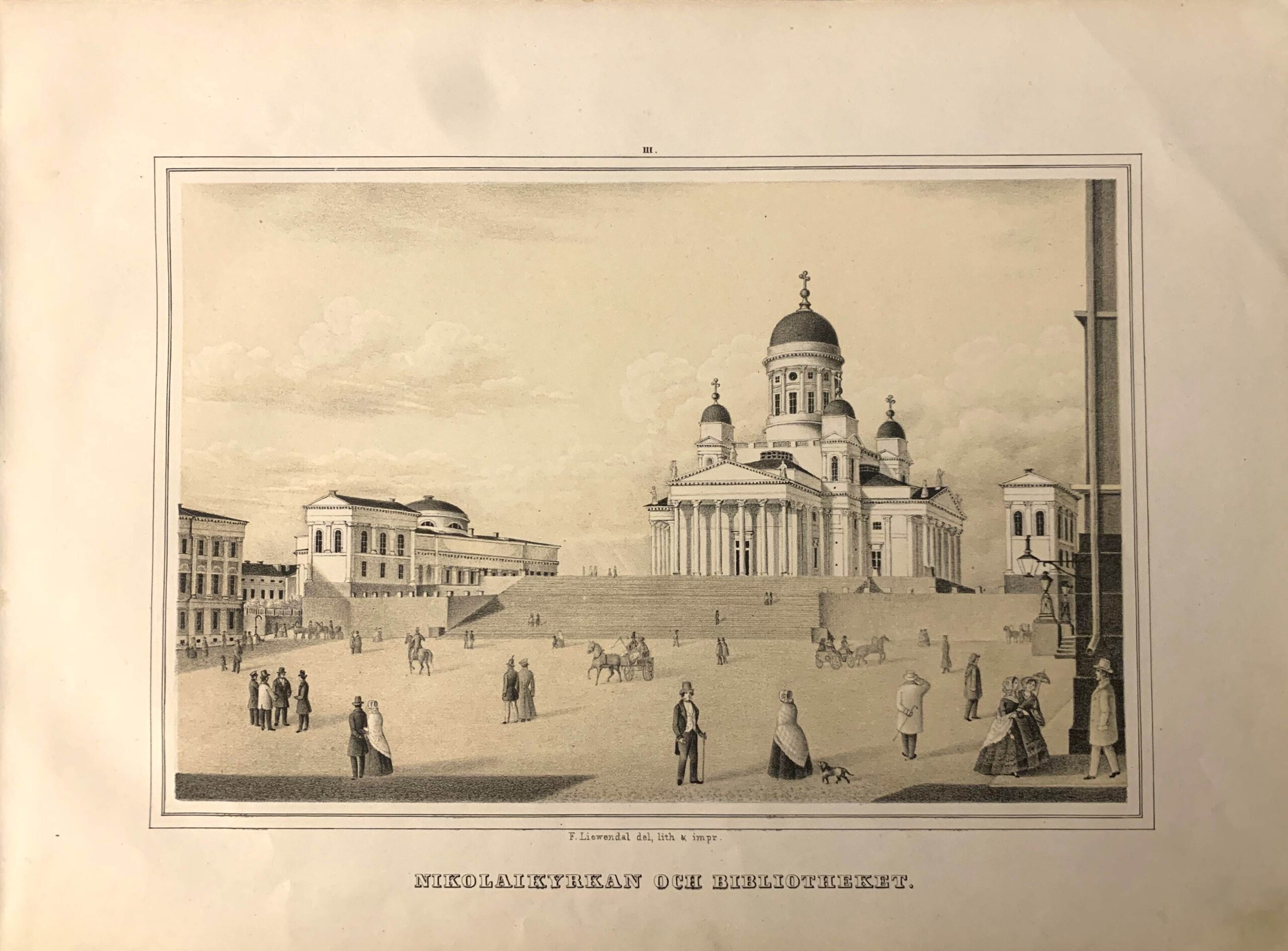 F. LIEWENDAL Nikolaikyrkan och bibliotheket (1865)