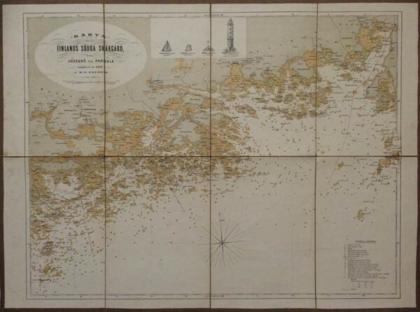 K. G. EKEBOM Karta öfver Finlands södra skärgård från Jussarö till Porkala (1880)