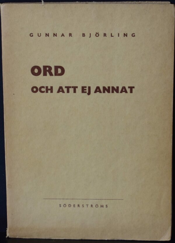 Gunnar Björling Ord och att ej annat (1945)