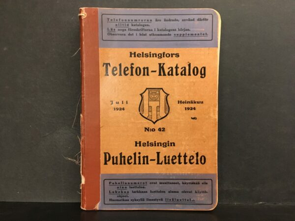 Helsingfors telefon-katalog juli 1924. Helsingin puhelin-luettelo heinäkuu 1924. N:o 42