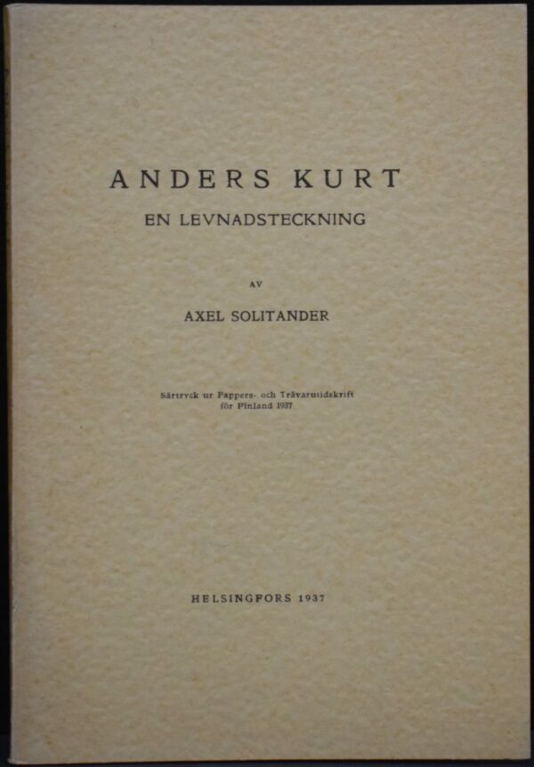 Anders Kurt - En levnadsteckning av Axel Solitander