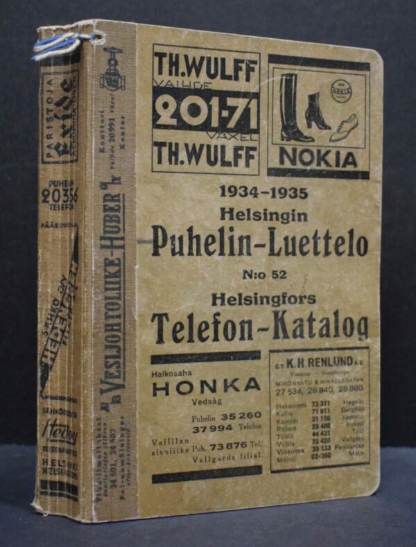 Helsingin puhelinluettelo N:o 52 (1934-1935)