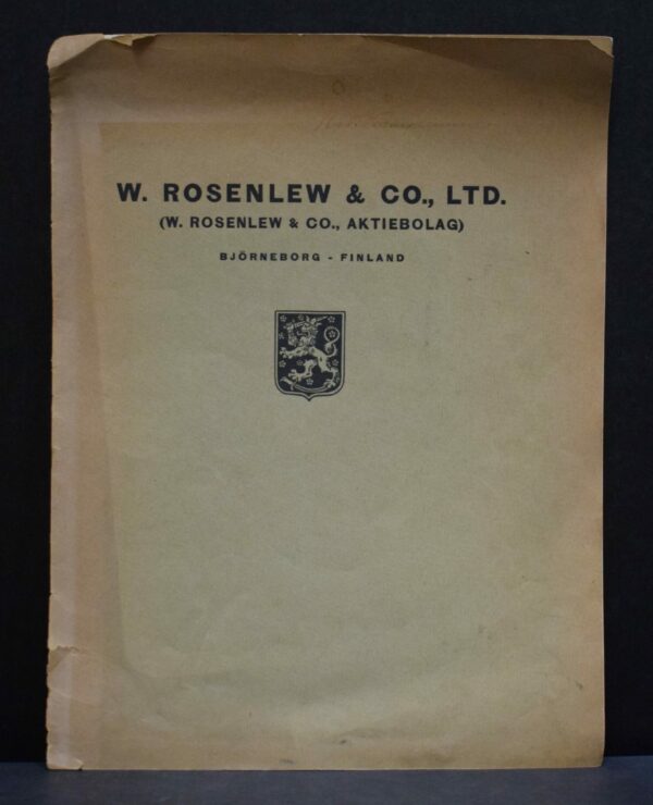 W. Rosenlew & Co., Ltd. Björneborg - Finland (1922)
