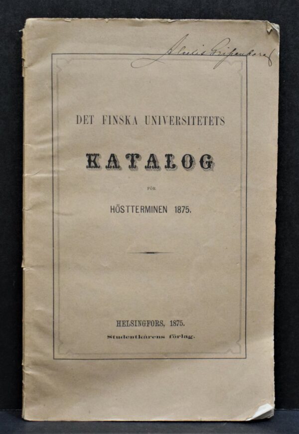 Det finska universitetets katalog för höstterminen 1875