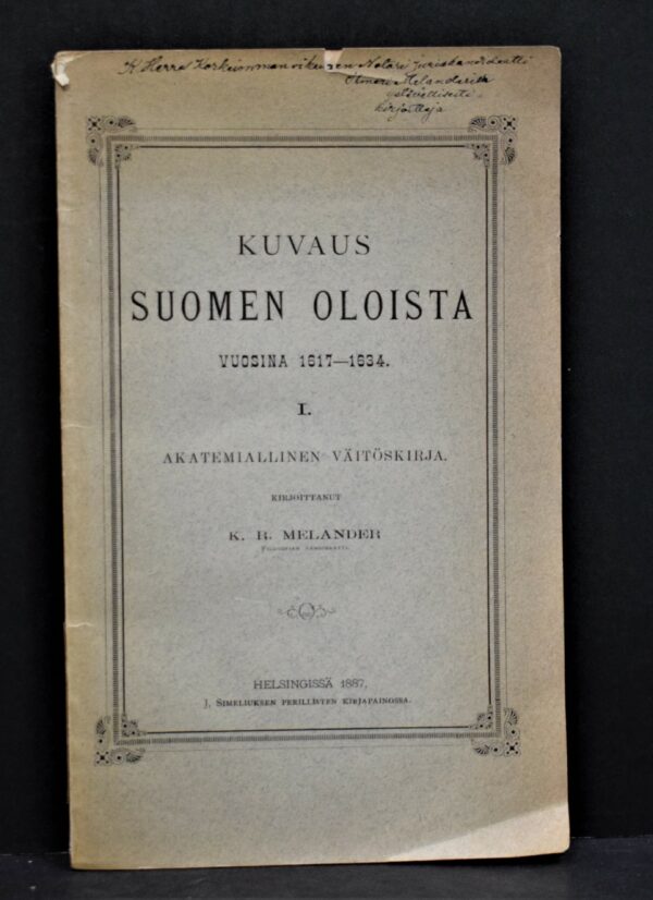 K. R. Melander Kuvaus Suomen oloista vuosina 1617-1634