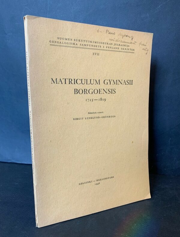 Matriculum Gymnasii Borgoensis 1725-1809 kirja