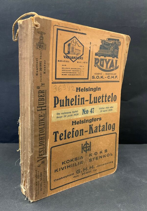 Helsingin puhelinluettelo N.o 47. 1929