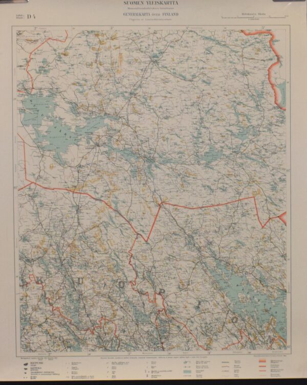 Suomen yleiskartta. Lehti D4. (Kajaani) (1940)