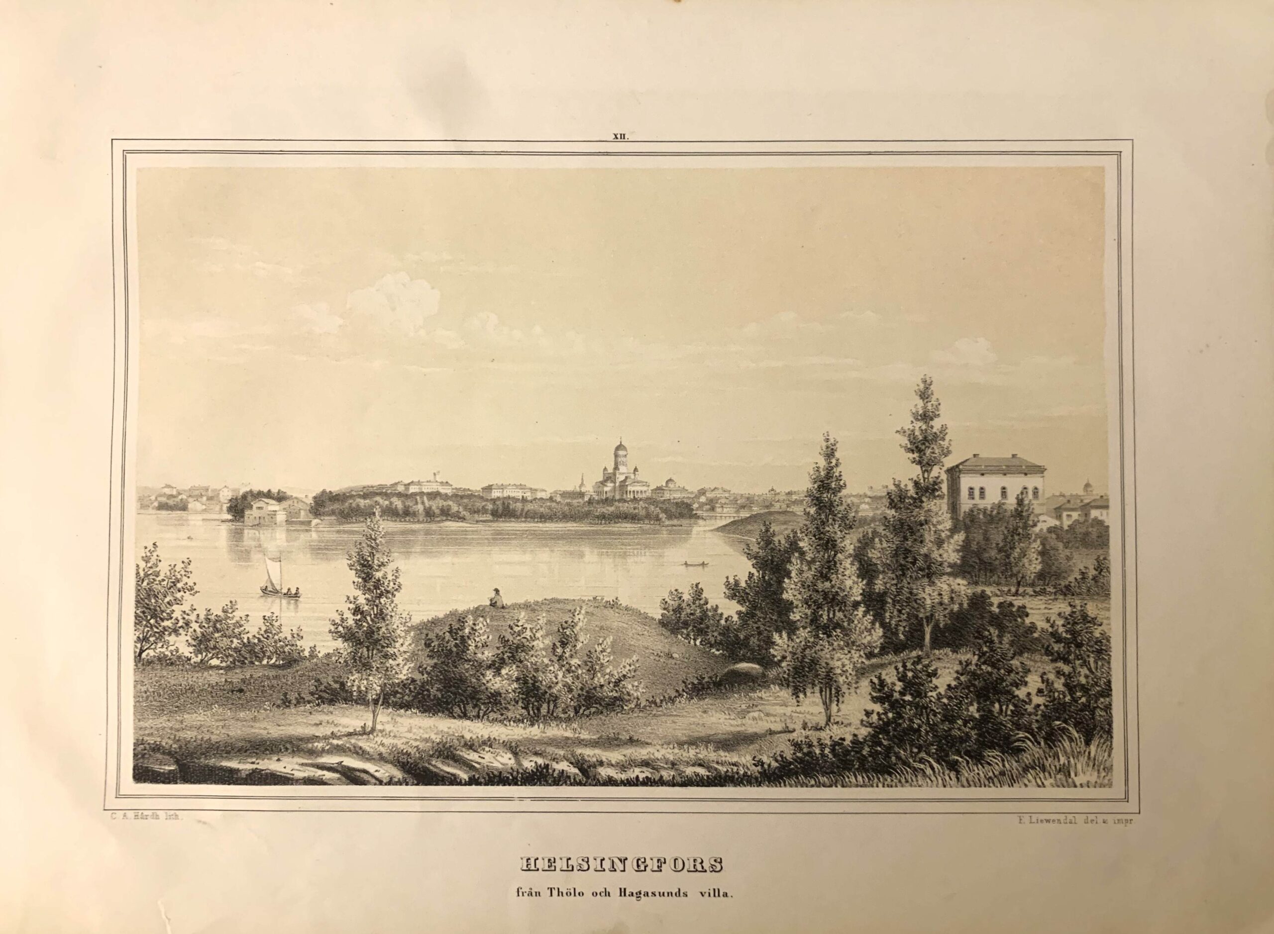 F. LIEWENDAL Helsingfors från Thölö och Hagasunds villa (1865)